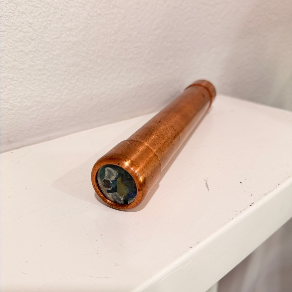 Vintage Brass Kaleidoscope Handmade Copper Scope Glass Prism Tube 9” Collectible